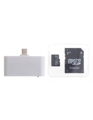 3-in-1 Micro-USB + OTG Combo Card Reader w/ Card Adapter